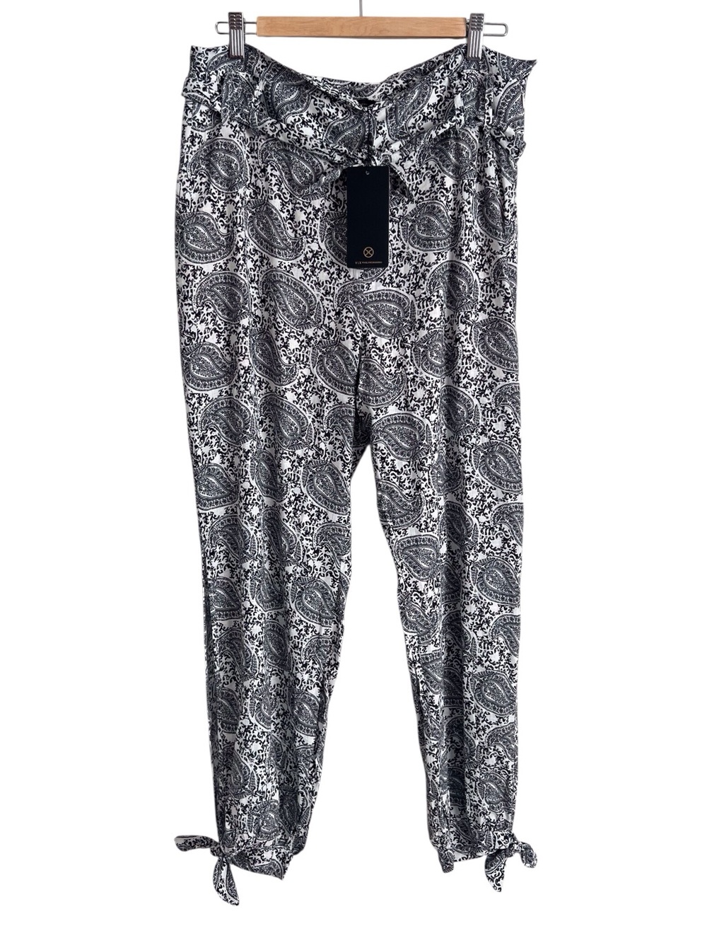 Vix Paula Hermanny Womens Pyra Black Marli Linen Pants Cover-up Black NEW Large
